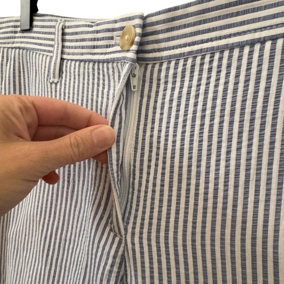 Talbots Sunshine Seersucker Relaxed Chino Striped Blue White Pants Size 10P - Picture 6 of 11